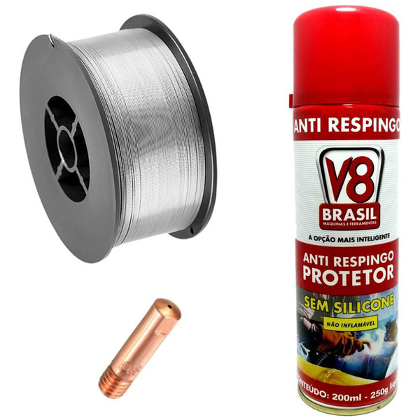 Kit 1 Arame Sem Gás - Galzer + 1 Bicos15ak 0,8mm + 1 Anti Res