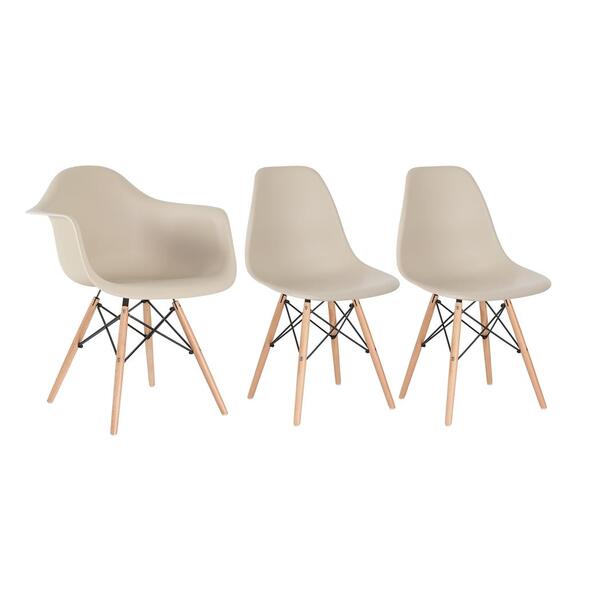 Kit 1 Cadeiras Eames Daw Com Braços + 2 Cadeiras Eiffel Dsw