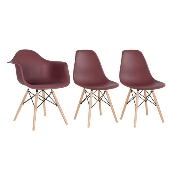 Kit 1 Cadeiras Eames Daw Com Braços + 2 Cadeiras Eiffel Dsw