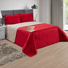 Kit: 1 Cobre Leito Queen + 2 Porta Travesseiros Dupla Face Em