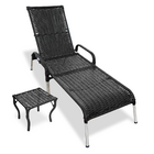 Kit 1 Espreguiçadeira Reclinável Alumínio Madrid Preta Com Me