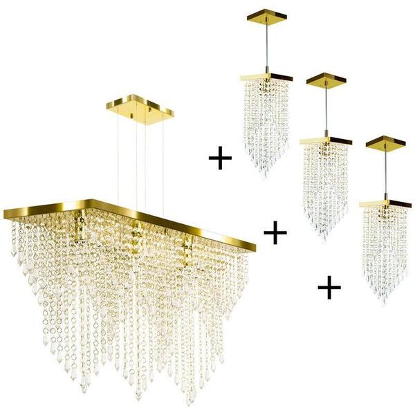 Kit 1 Império Cristal Crilik Ls7204 + 3 Ls7201 Dourado
