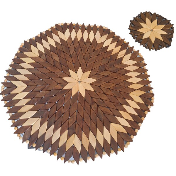 Kit 1 Lugar(jogo) Americano + 1 Porta Copos Redondo Marrom