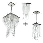 Kit 1 Lustre 7202 + 1 Lustre 7201 + 1 Plafon 7201 Cromado