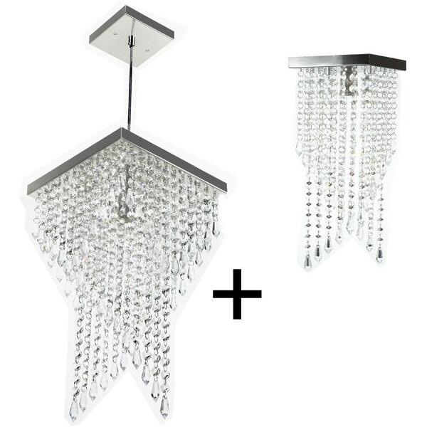 Kit 1 Lustre 7202 + 1 Plafon 7201 Cromado Brilhante