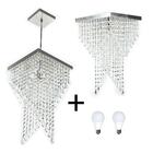 Kit 1 Lustre 7202 + 1 Plafon 7202 Cromado Brilhante C/lamp.