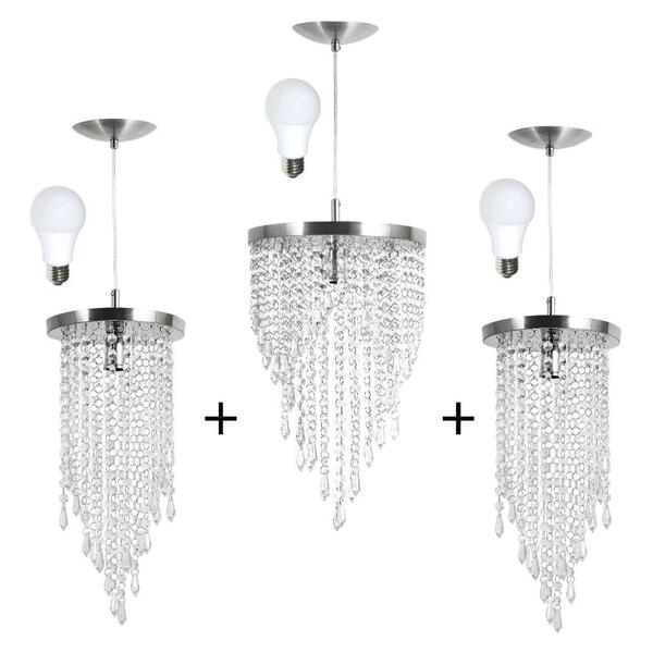 Kit 1 Lustre  Redondo Crilik Ls7302 + 2 Ls7301 Cr C/lamp.