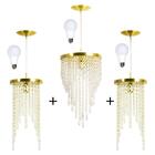 Kit 1 Lustre  Redondo Crilik Ls7302 + 2 Ls7301 Dr C/lamp.