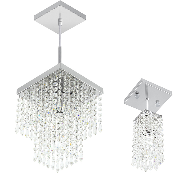 Kit 1 Lustre Clearcrillic Quadrado + 1 Pendente Marrycrilic