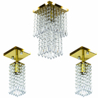 Kit 1 Lustre Cristal Acr. Spark + 2 Lustres Clearcr. Dourado