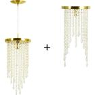 Kit 1 Lustre Redondo Crilik Ls7301 + 1 Pl7301 Dourado