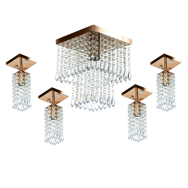 Kit 1 Lustres Cristal Acr. Marrycrillic +4 Clearcrilic Cobre