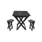 Kit 1 Mesa Boteco Madeira Dobrável + 2 Banqueta Boteco