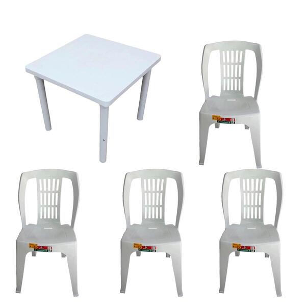 Kit 1 Mesa Desmontável 83cm E 4 Cadeira Bistro S/apoio 182kg