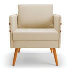 Kit 1 Namoradeira 02 Lugares E 1 Poltrona Mari Suede Bege Pés