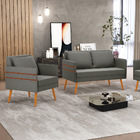 Kit 1 Namoradeira 02 Lugares E 1 Poltrona Mari Suede Grafite