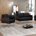 Kit 1 Namoradeira 02 Lugares E 1 Poltrona Mari Suede Pés Pali