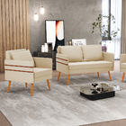 Kit 1 Namoradeira 02 Lugares E 1 Poltrona Mari Suede Pés Pali