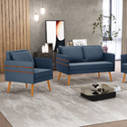 Kit 1 Namoradeira 02 Lugares E 1 Poltrona Mari Suede Pés Pali