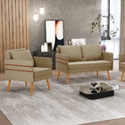 Kit 1 Namoradeira 02 Lugares E 1 Poltrona Mari Suede Pés Pali