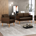 Kit 1 Namoradeira 02 Lugares E 1 Poltrona Mari Suede Pés Pali