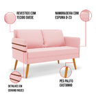 Kit 1 Namoradeira 02 Lugares E 2 Poltronas Mari Suede Rosa Be