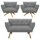 Kit 1 Namoradeira 2 Lugares E 2 Poltronas Anitta Suede Base D