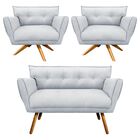 Kit 1 Namoradeira 2 Lugares E 2 Poltronas Anitta Suede Base D