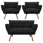 Kit 1 Namoradeira 2 Lugares E 2 Poltronas Anitta Suede Pés Pa