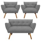 Kit 1 Namoradeira 2 Lugares E 2 Poltronas Anitta Suede Pés Pa