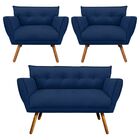 Kit 1 Namoradeira 2 Lugares E 2 Poltronas Anitta Suede Pés Pa