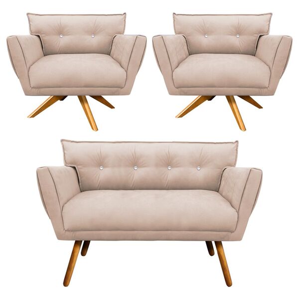 Kit 1 Namoradeira 2 Lugares E 2 Poltronas Giratória Anitta Co