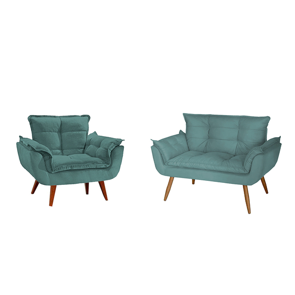 Kit 1 Namoradeira Com 1 Poltrona Opala Luxo Com Pés Estilo Re