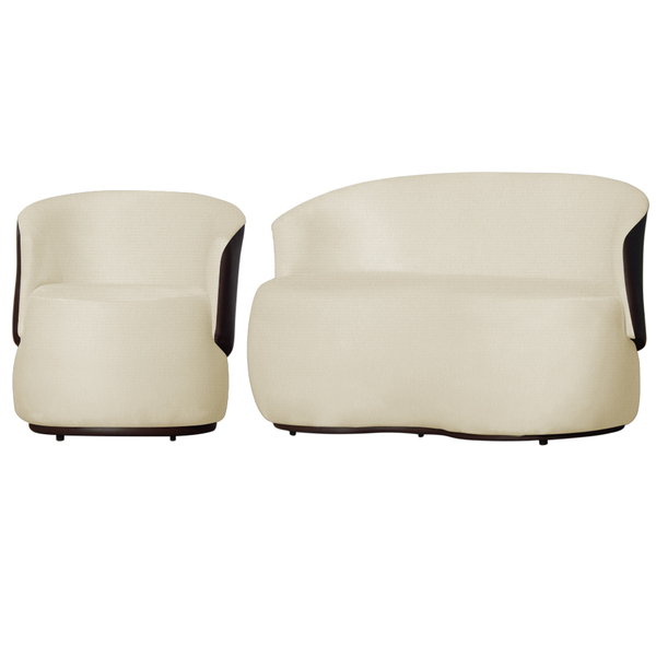 Kit 1 Namoradeira E 1 Poltrona Decorativa Orgânica Beatriz Su