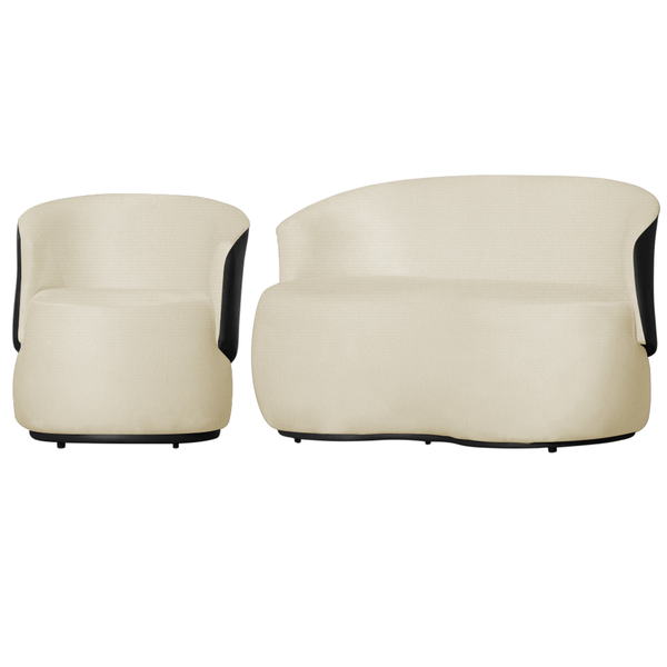 Kit 1 Namoradeira E 1 Poltrona Orgânica Beatriz Suede Composê