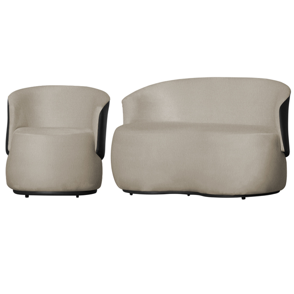 Kit 1 Namoradeira E 1 Poltrona Orgânica Beatriz Suede Composê