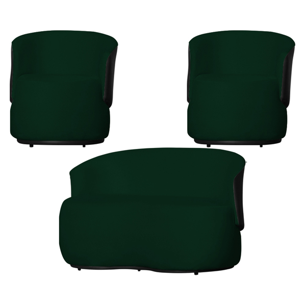 Kit 1 Namoradeira E 2 Poltronas Decorativa Orgânica Beatriz S