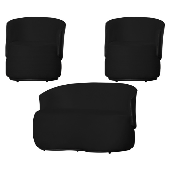 Kit 1 Namoradeira E 2 Poltronas Decorativa Orgânica Beatriz S