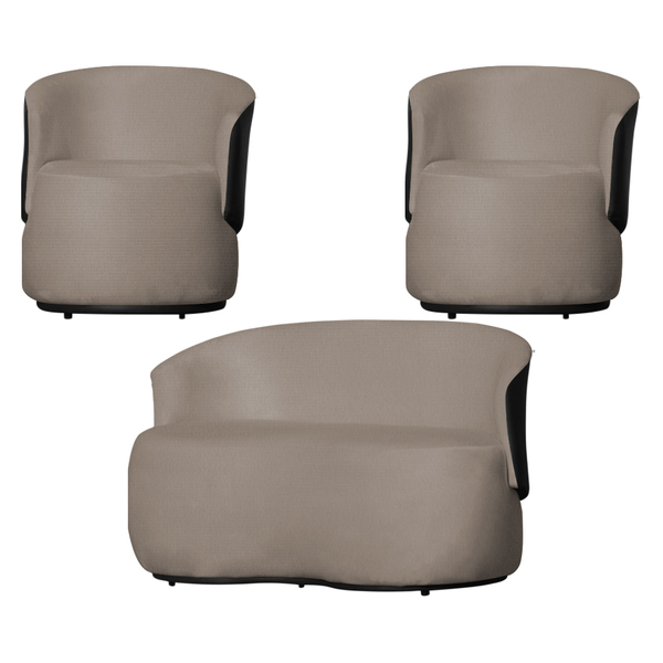 Kit 1 Namoradeira E 2 Poltronas Orgânica Beatriz Suede Compos