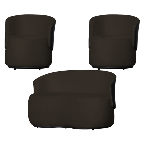 Kit 1 Namoradeira E 2 Poltronas Orgânica Beatriz Suede Compos