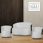 Kit 1 Namoradeira E 2 Poltronas Orgânica Beatriz Suede Compos