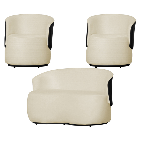 Kit 1 Namoradeira E 2 Poltronas Orgânica Beatriz Suede Compos