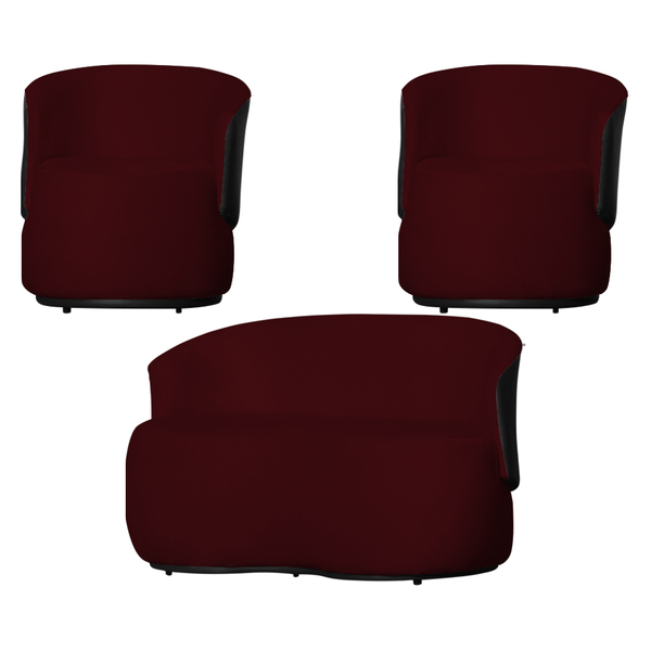 Kit 1 Namoradeira E 2 Poltronas Orgânica Beatriz Suede Compos