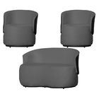 Kit 1 Namoradeira E 2 Poltronas Orgânica Beatriz Suede Compos