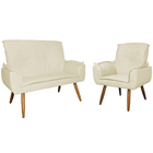 Kit 1 Namoradeira Mais 1 Poltrona Emília Suede Cores - Ds Est