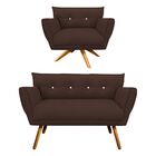 Kit 1 Namoradeira Pé Palito Castanho E 1 Poltrona Giratória A