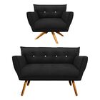 Kit 1 Namoradeira Pé Palito Castanho E 1 Poltrona Giratória A