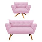 Kit 1 Namoradeira Pé Palito Castanho E 1 Poltrona Giratória A