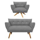 Kit 1 Namoradeira Pé Palito Castanho E 1 Poltrona Giratória A