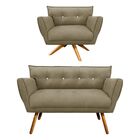 Kit 1 Namoradeira Pé Palito Castanho E 1 Poltrona Giratória A